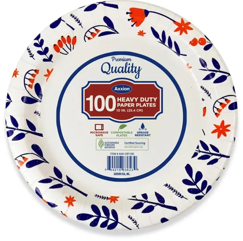 Plato de papel Heavy Duty 10", paquete 100 pzas