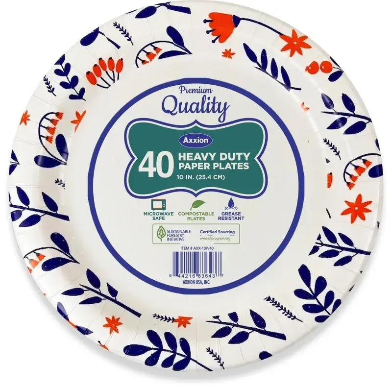 Plato de papel Heavy Duty 10", paquete 40 pzas