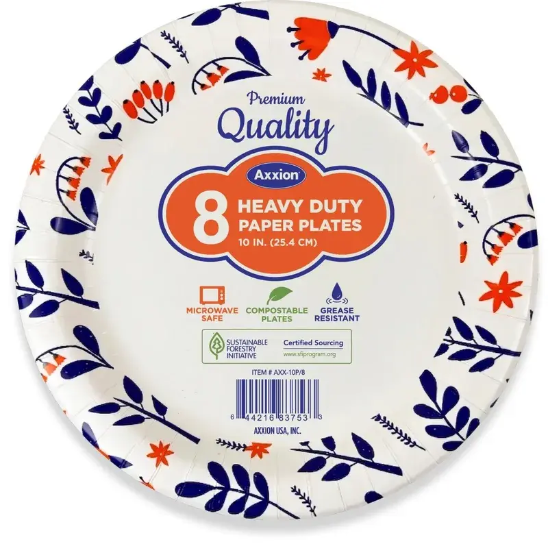 Plato de papel Heavy Duty 10", paquete 8 pzas