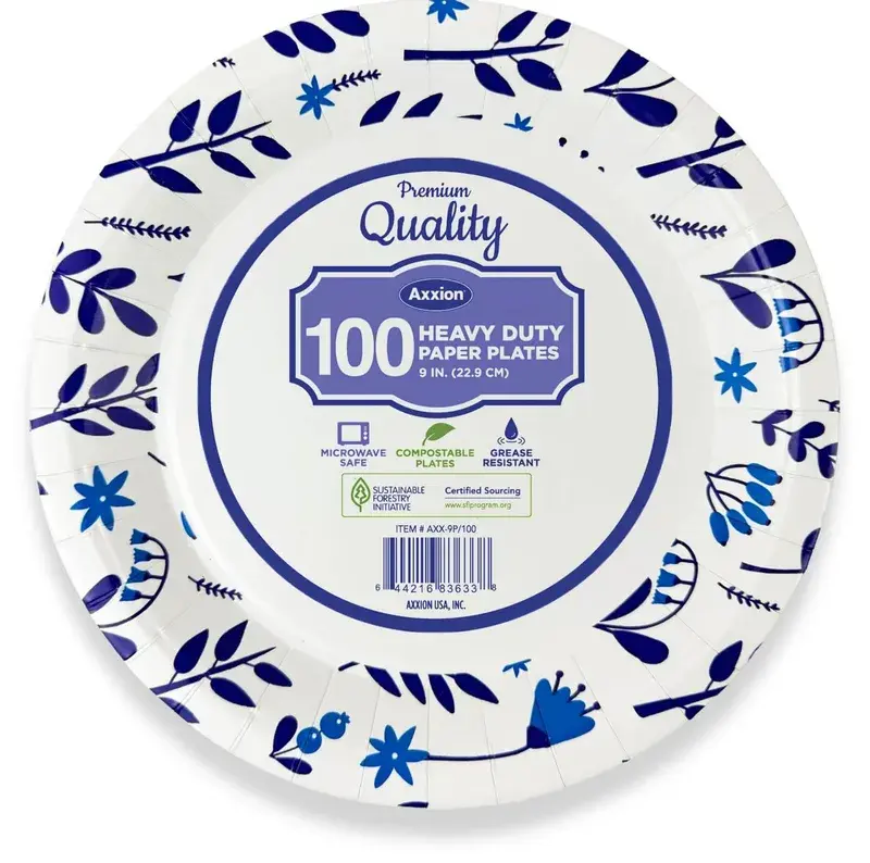 Plato de papel Heavy Duty 9", paquete 100 pzas