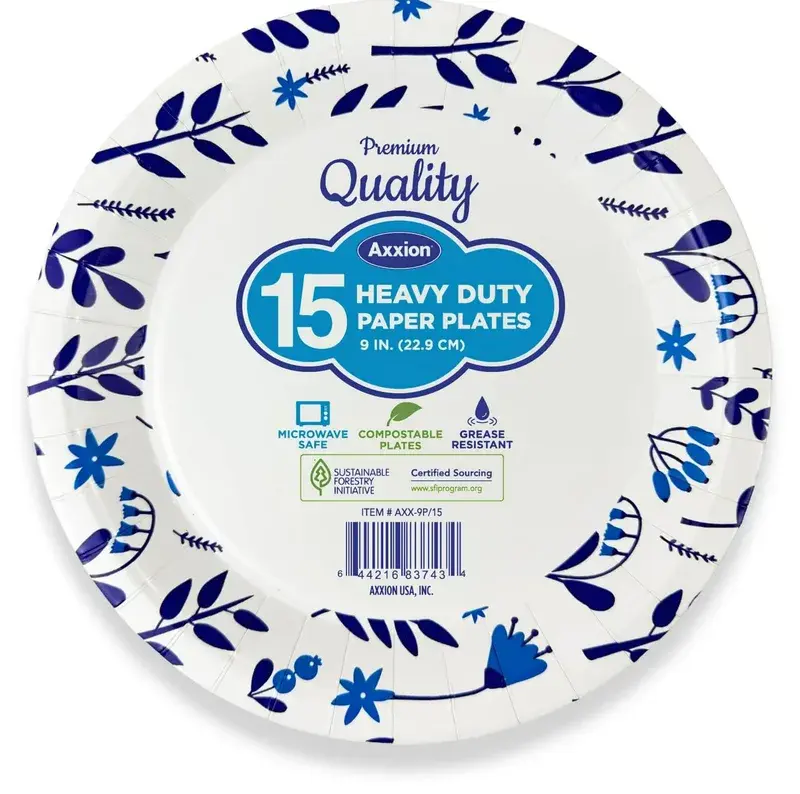 Plato de papel Heavy Duty 9", paquete 15 pzas