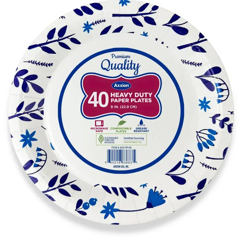 Plato de papel Heavy Duty 9", paquete 40 pzas