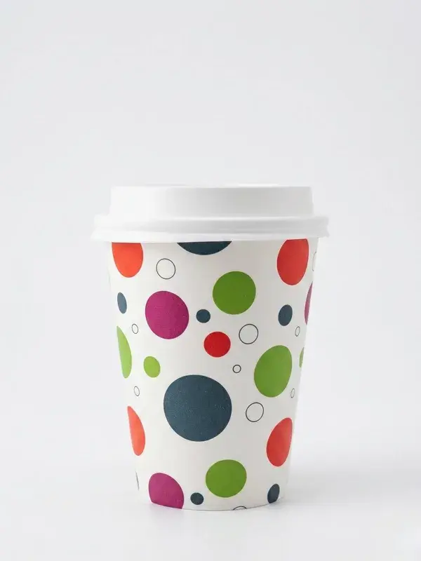 Set vaso + tapa Polkadot 12 oz