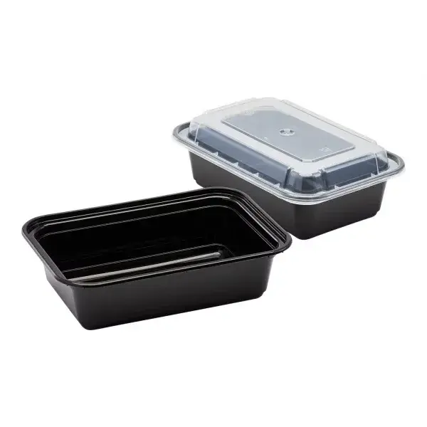 Contenedor rectangular negro 24 oz
